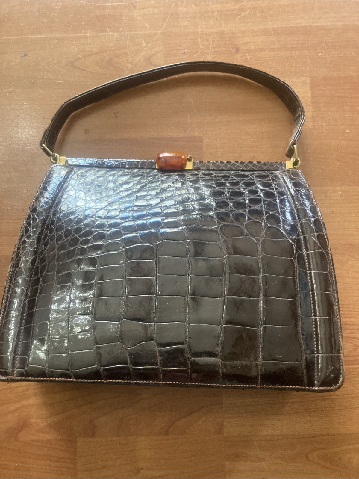 Vintage Kow Hoo Hong Kong Crocodile? Purse Mid Century Modern Handbag