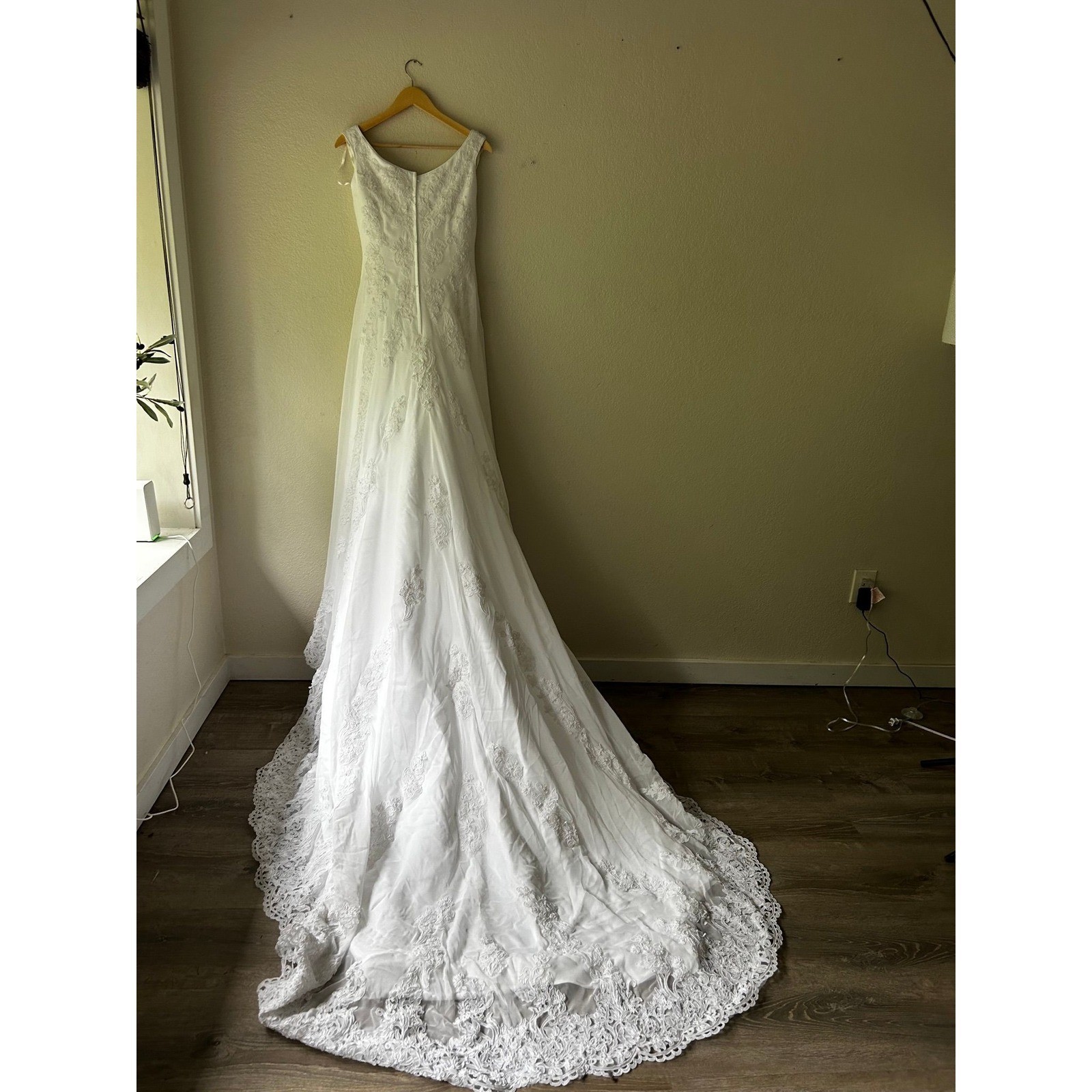 Moonlit Ceremony | Moonlight Beaded Lace Wedding Gown | Chapel Train