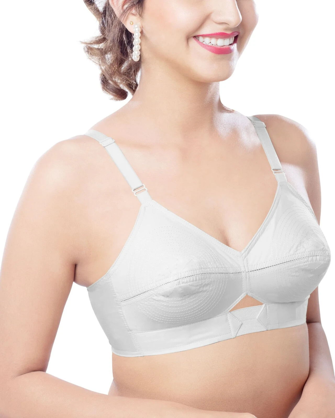 Padded Bullet Bra Organic Cotton – Vintage Retro Bra (Plus Size Available) White