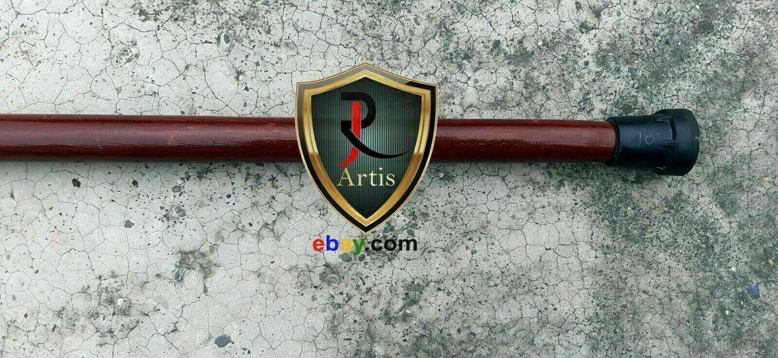 Antique Cane Walking Stick W/Leather Carved Cane Light Comfortable Handle Gift