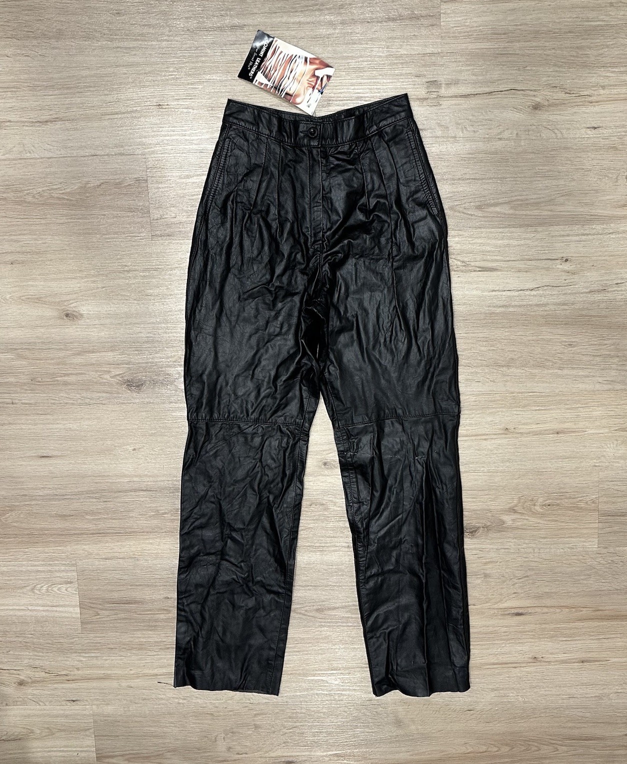 Vintage 80s 90s Comint Leather Straight Leg Moto Biker Pants Deadstock 26×32