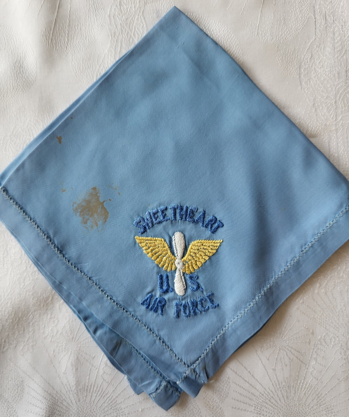 20 Vintage Silk Handkerchief Lot & Applique Hanky Keeper US Army Air Forces