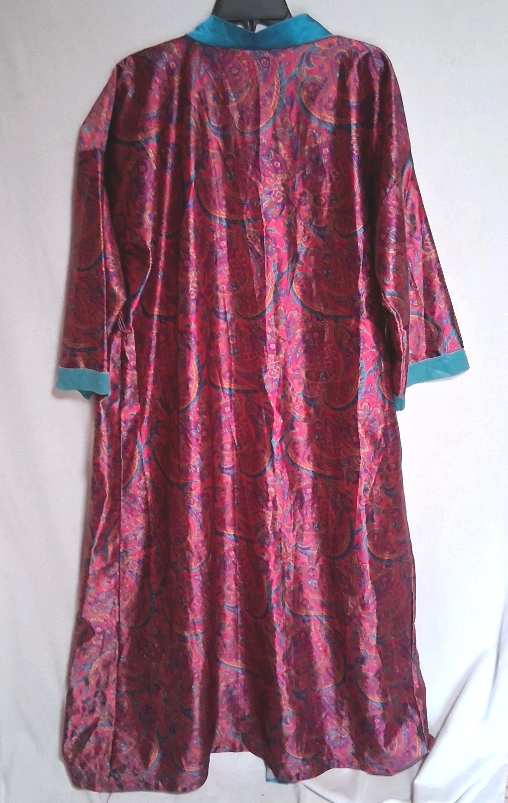 Vintage Exclusively Yours Robe Size XL Pink Turquoise Paisley Print Psychedelic