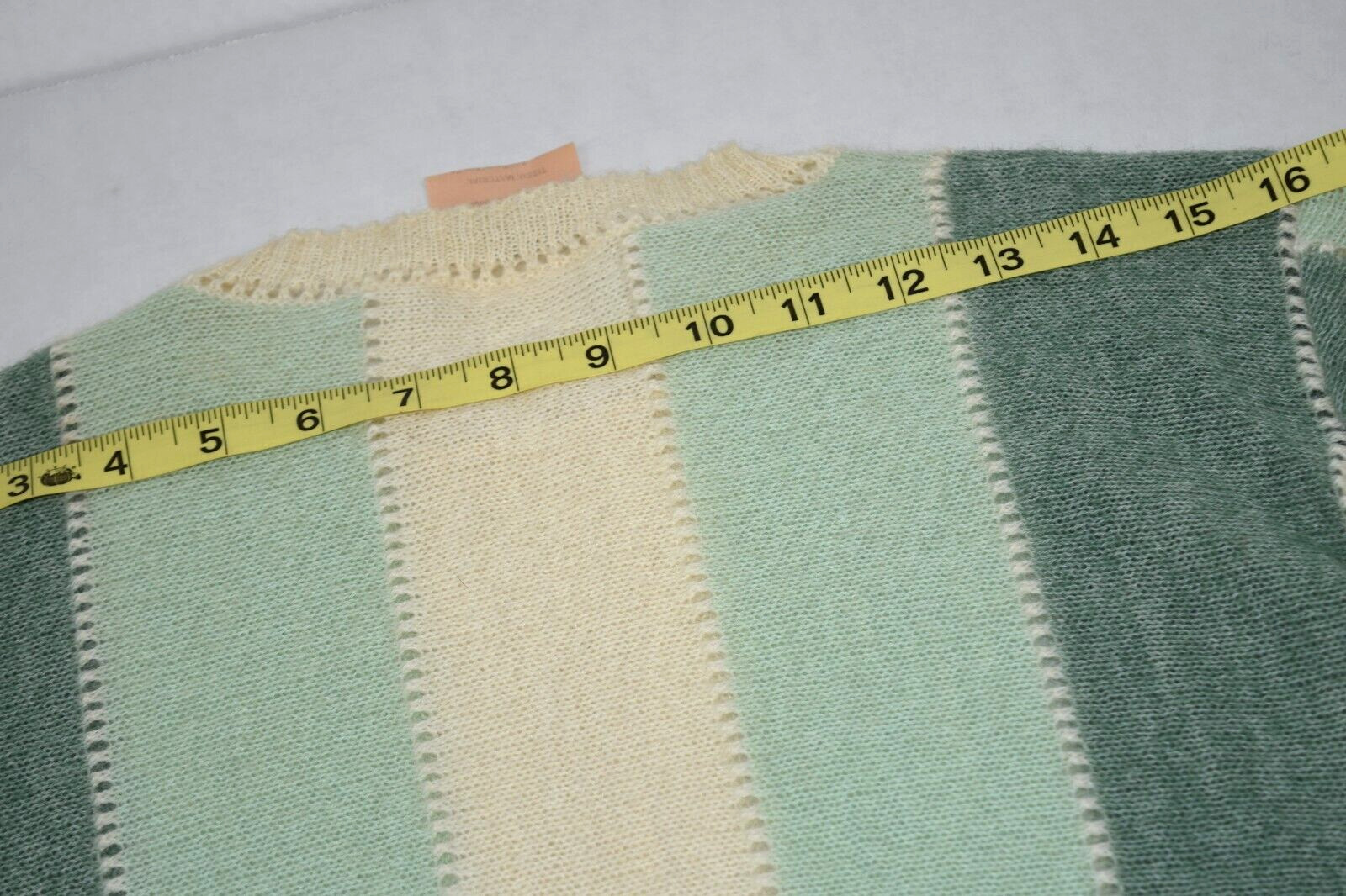 Vintage Sweater Courreges Size S 60s 3 Tone Panel Mod Avocado Ivory Mohair Blend