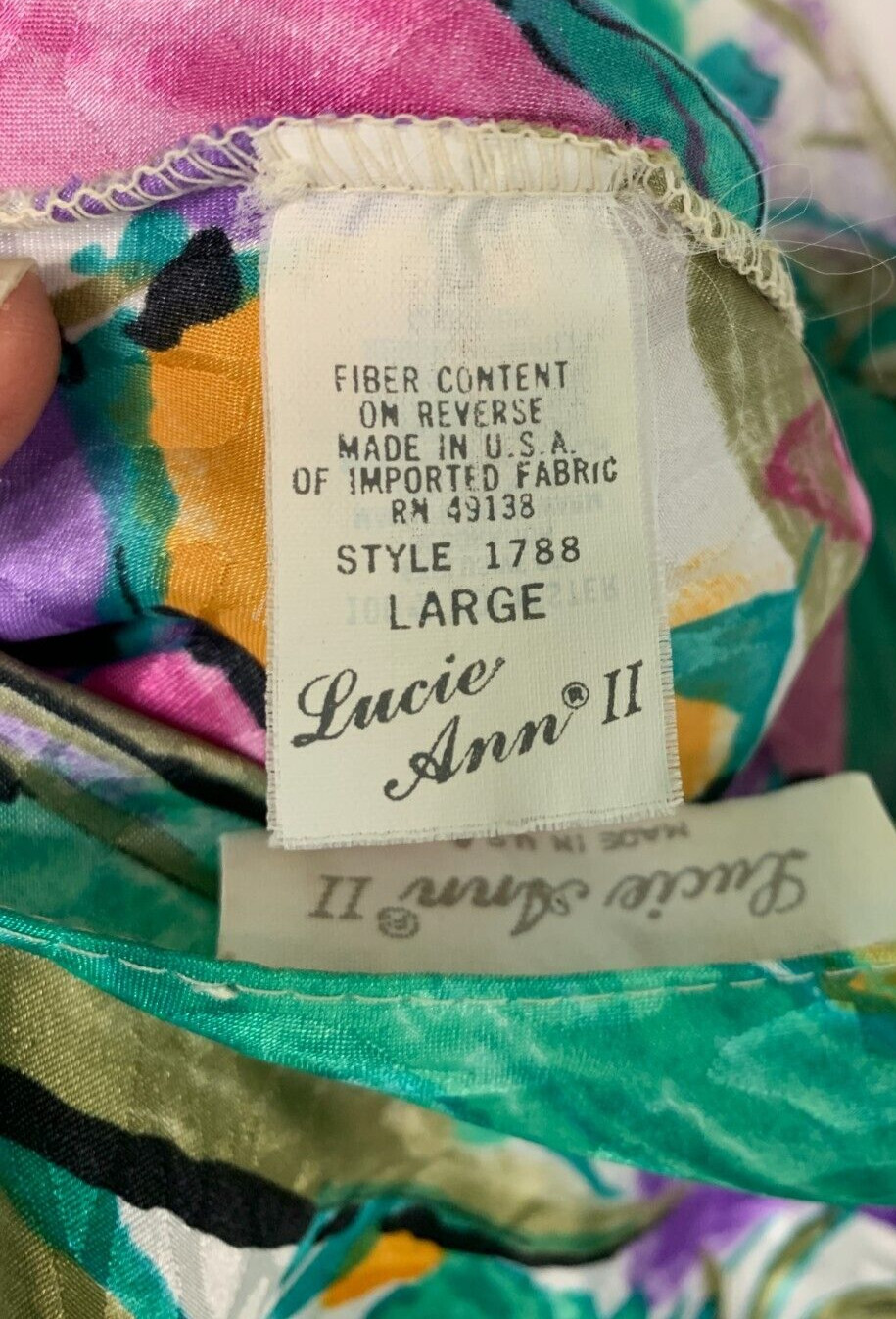 Lucie Ann II Floral Peignoir Robe & Gown Lingerie Set Sz L Satin Luxury Glam