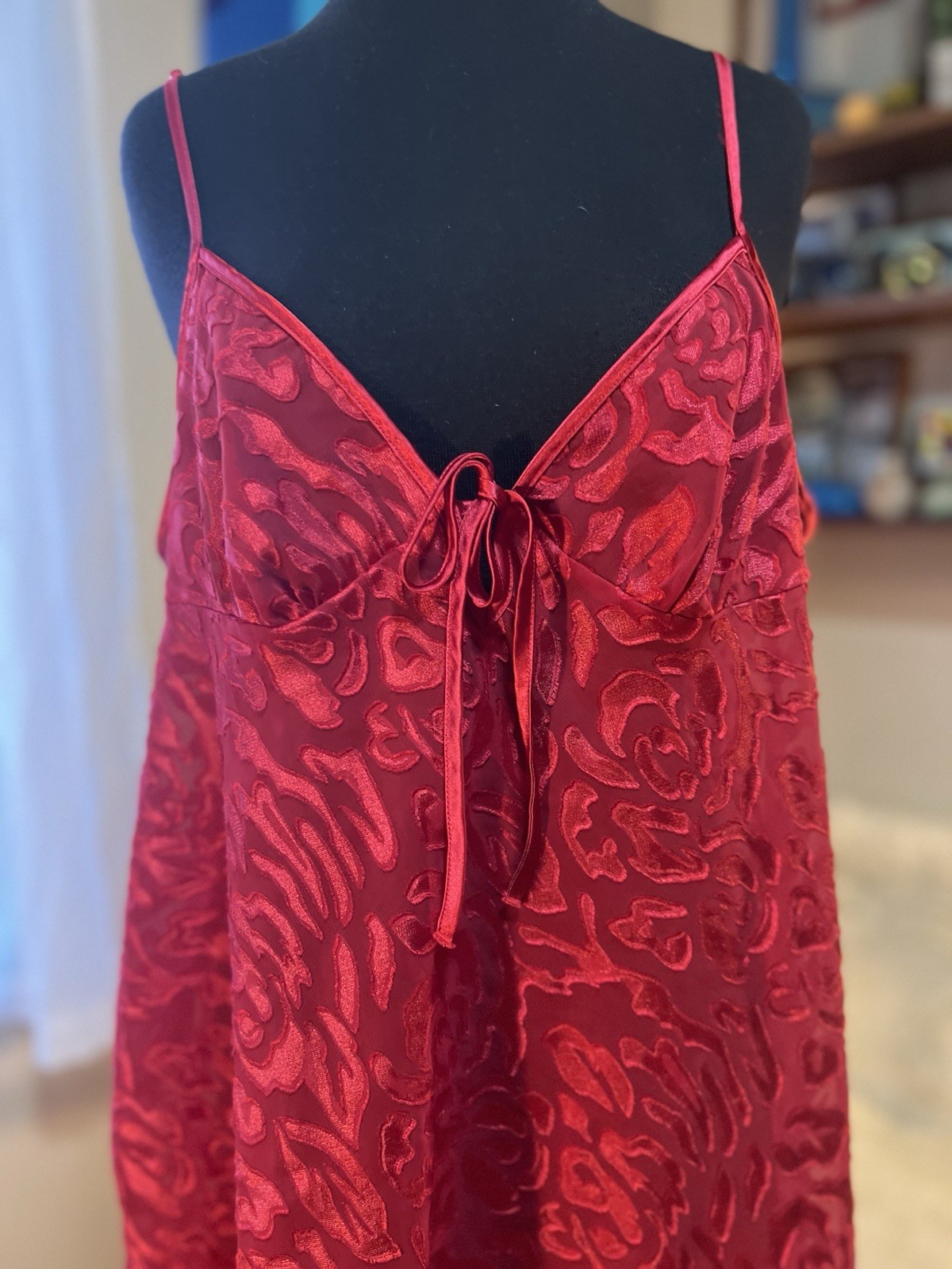 Vtg 1990’s Gilligan O’Malley Red Babydoll Nightgown Mini Dress Red 2XL