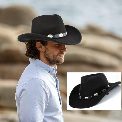 Brown Hat Bands for Cowboy Hats Women Men Retro Ethnic Handmade Black #2