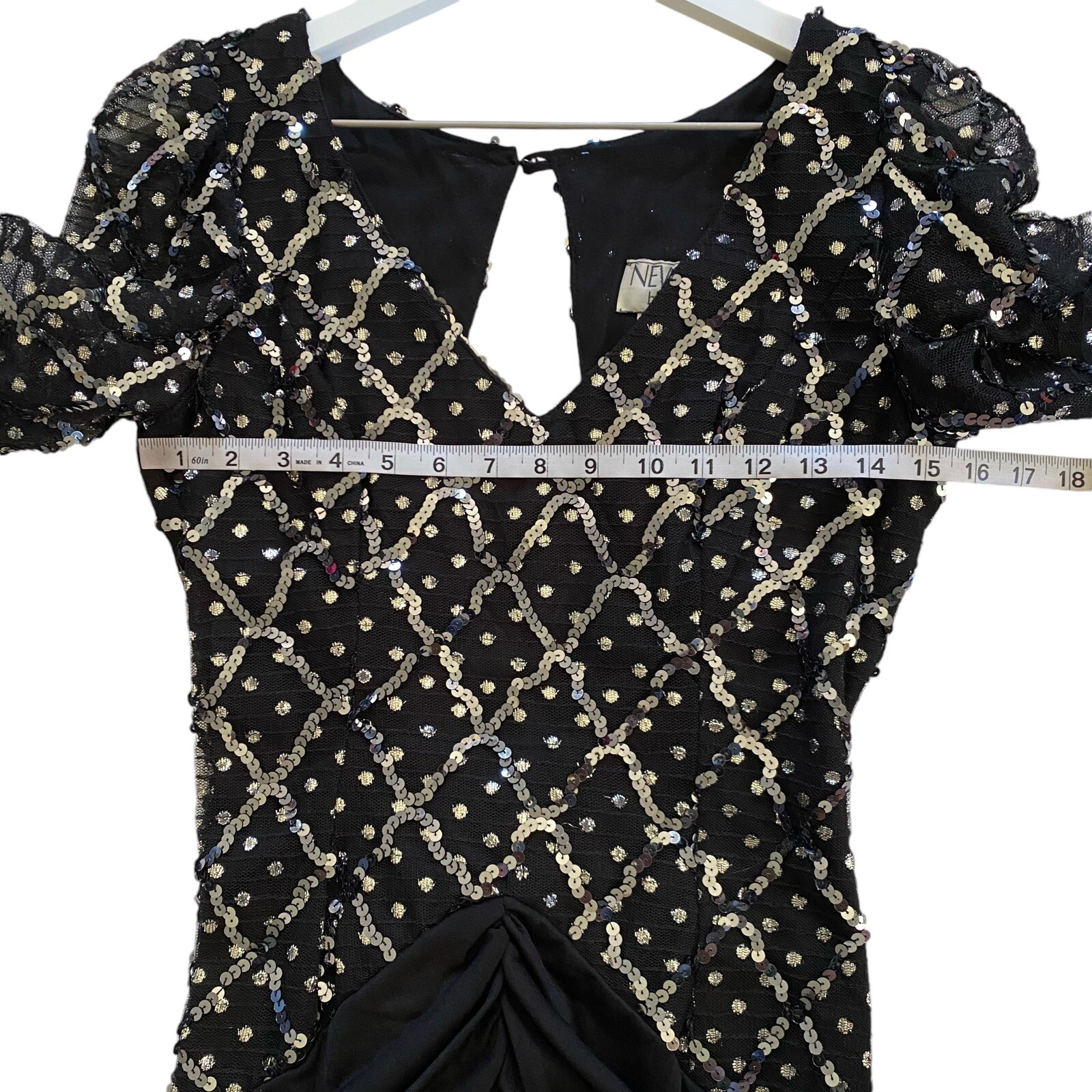 NWT $160 Vintage 80s New Leaf by Samir Cocktail Sequins Disco Dress Size 11/12