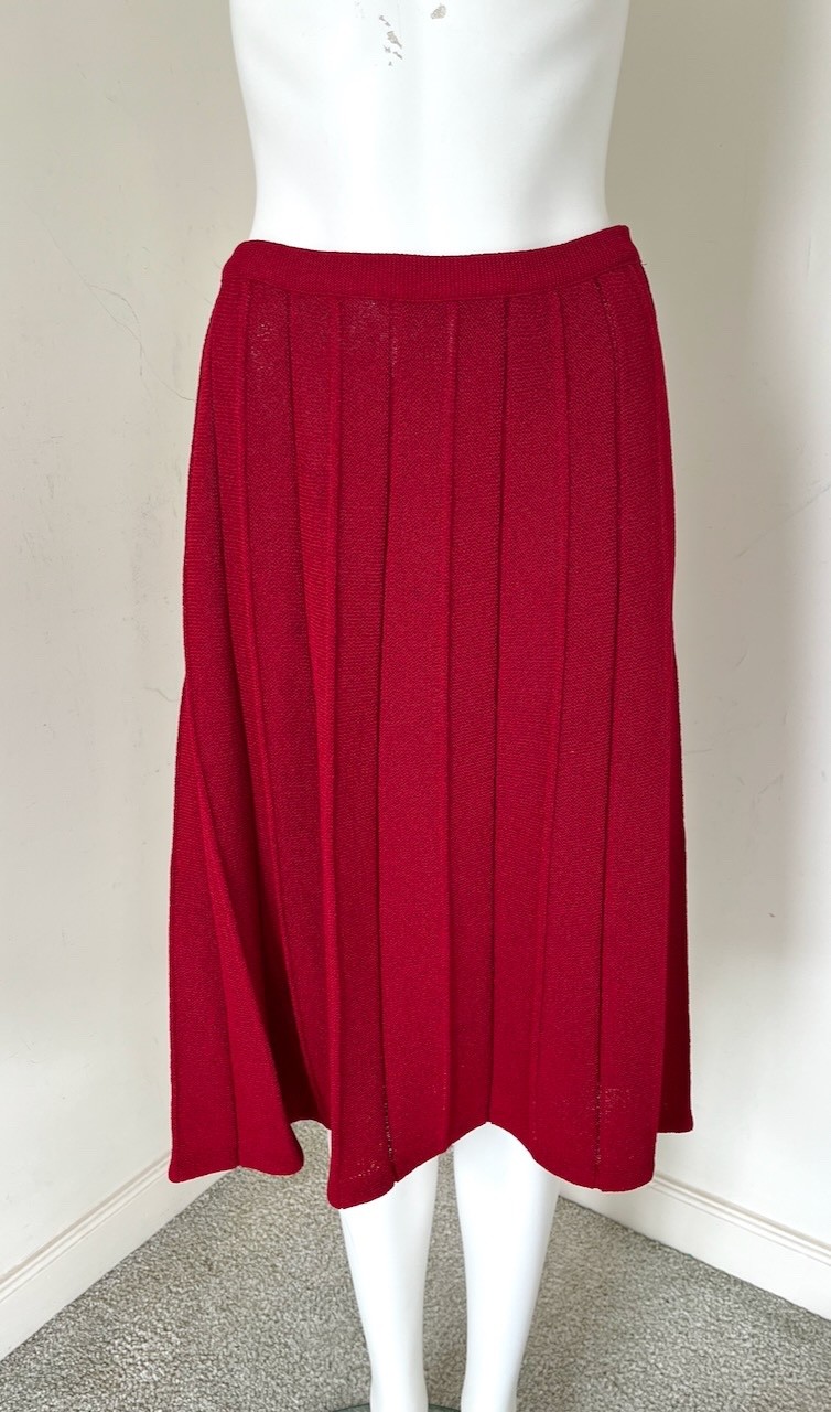 Vintage Castleberry Red Knit Suit Skirt & Jacket Size 16 Made In The USA