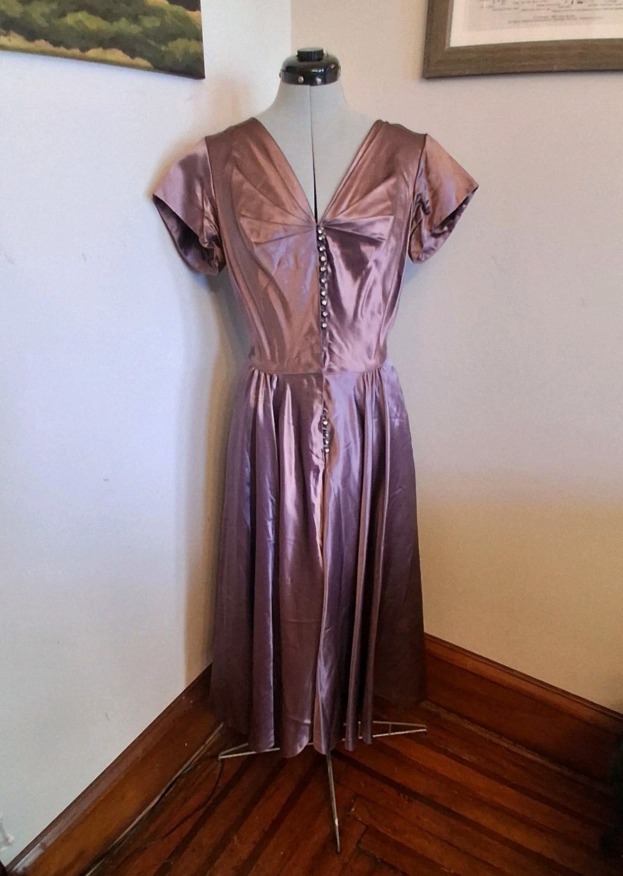 1930s 1940s vintage purple dress, Elegant Cocktail Party Dress Sz 18
