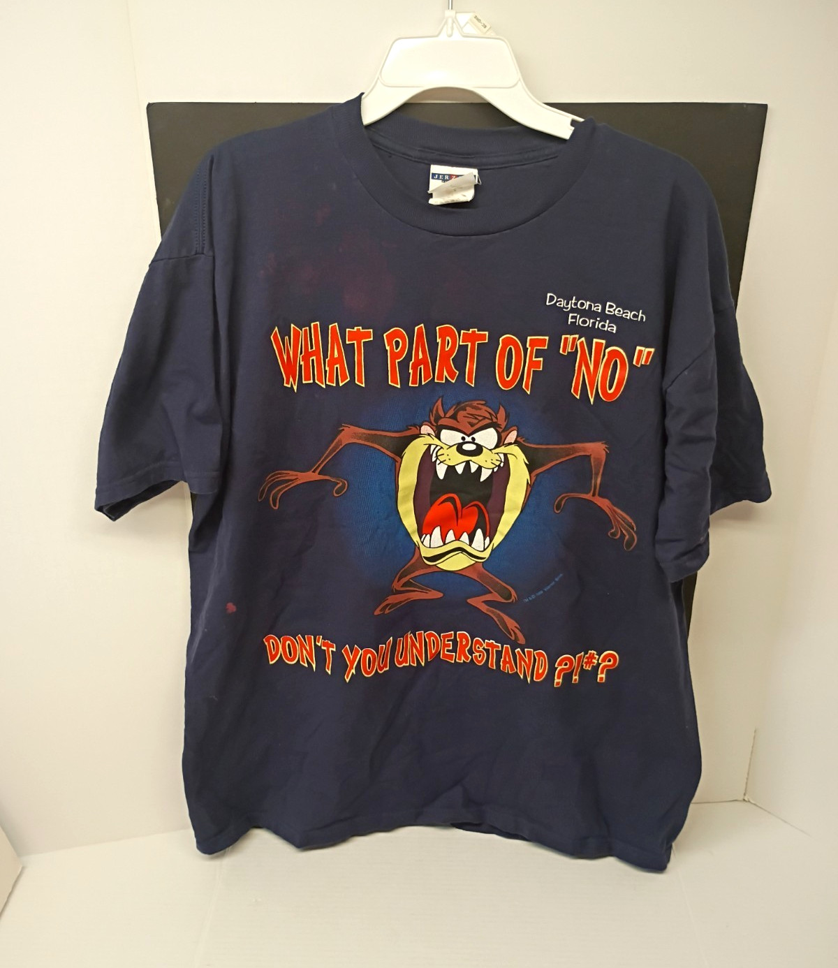 JERZEES Men’s L Blue Tasmanian Devil Looney Tunes Graphic Crew Neck T-Shirt