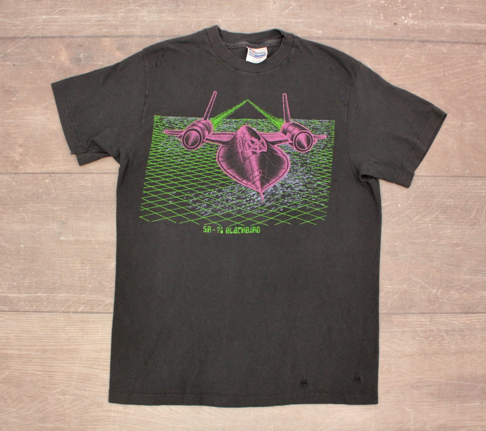 VTG 80s SR-71 Blackbird Airplane TShirt Sz S 1980s Cotton T-Shirt