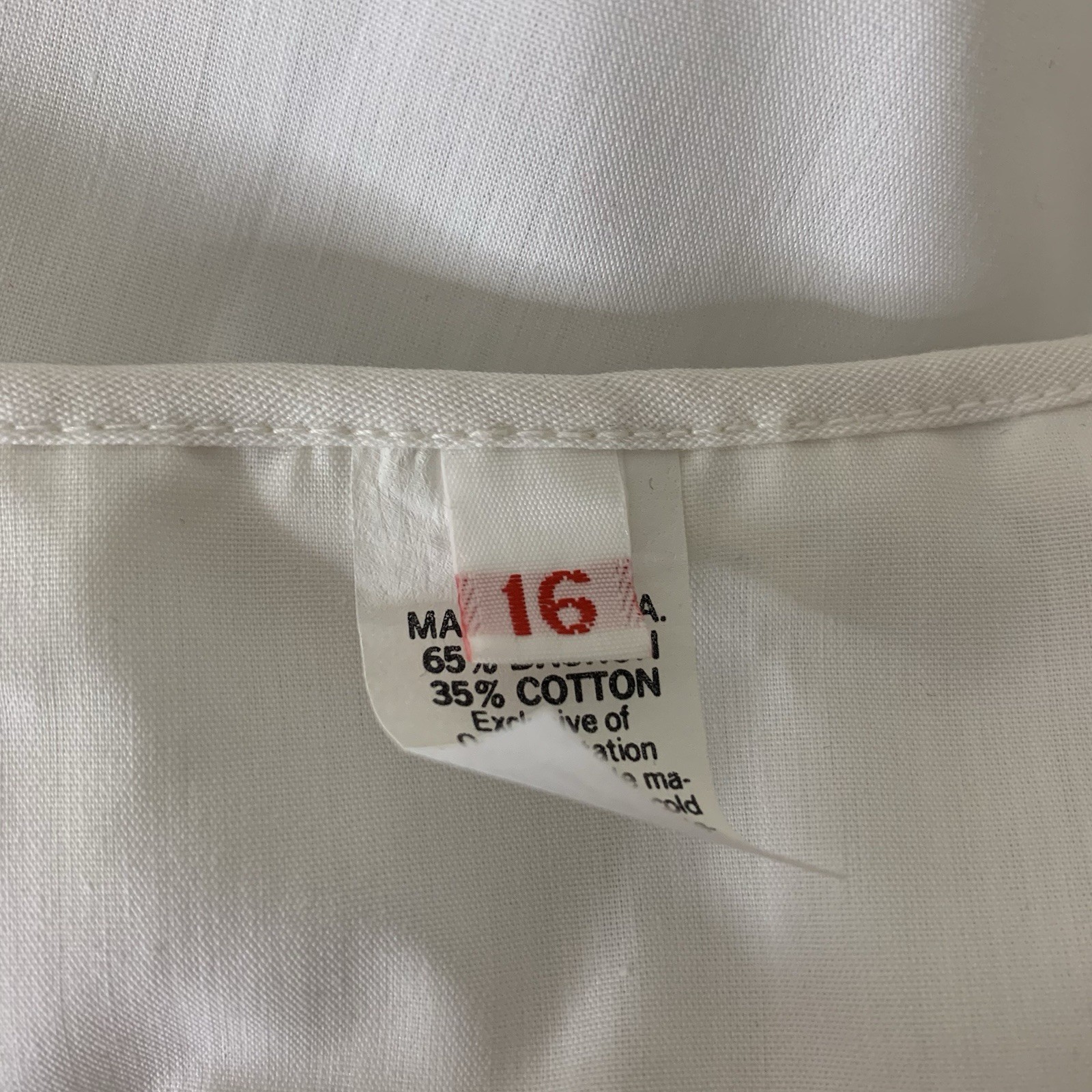 Vtg Dirndl Blouse Crop Top White Eyelet Sz 16 Made In USA