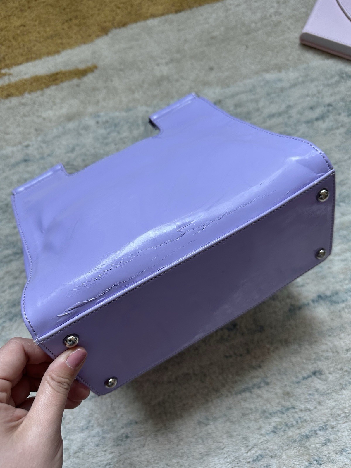 Rare Vintage Courreges Acrylic Clear Top Handle Periwinkle Purple Purse Logo