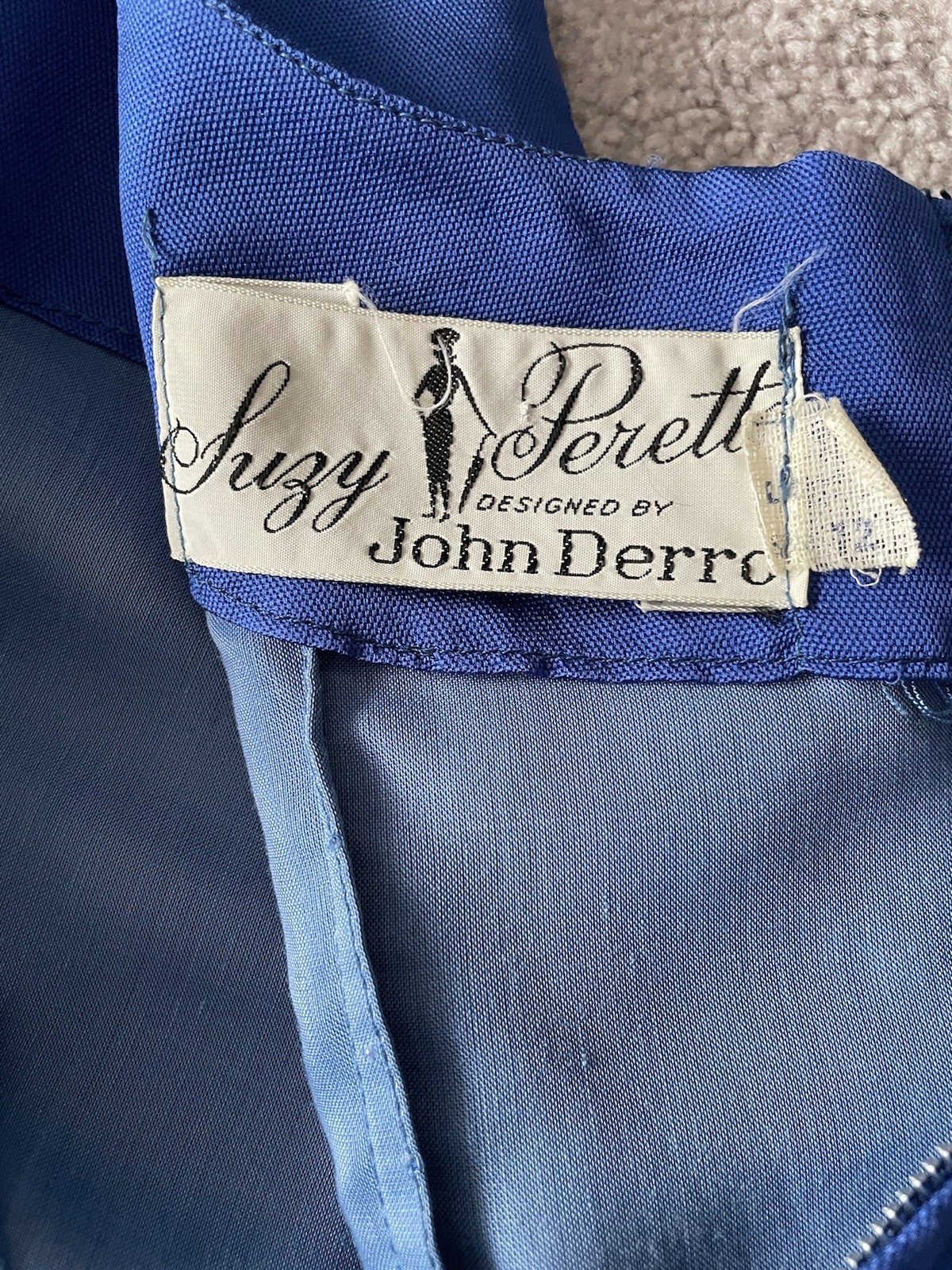 Vintage 1950s Designer Suzy Perette Size S Royal Blue Classic Dress Bow Party
