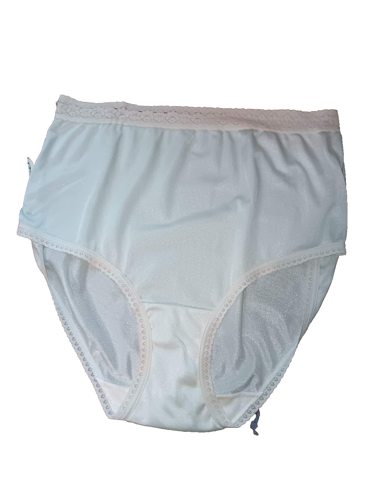 VTG Fruit of the Loom Nylon Panties Sz 6 Mint Green High Cut Brief Silky Granny