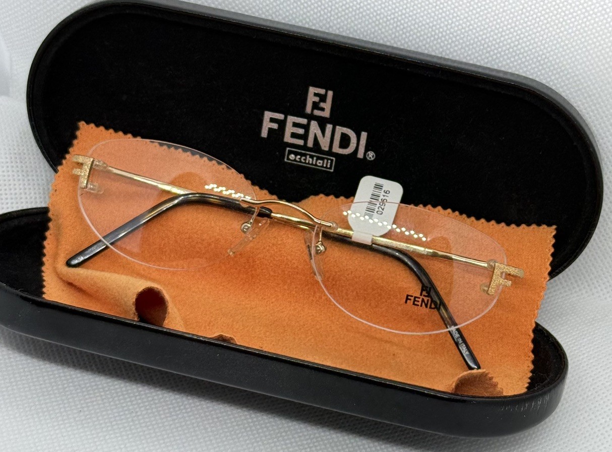 Fendi FN266 Rimless Eyeglasses Frames Gold 53□17 135 Made in Italy w/ Case