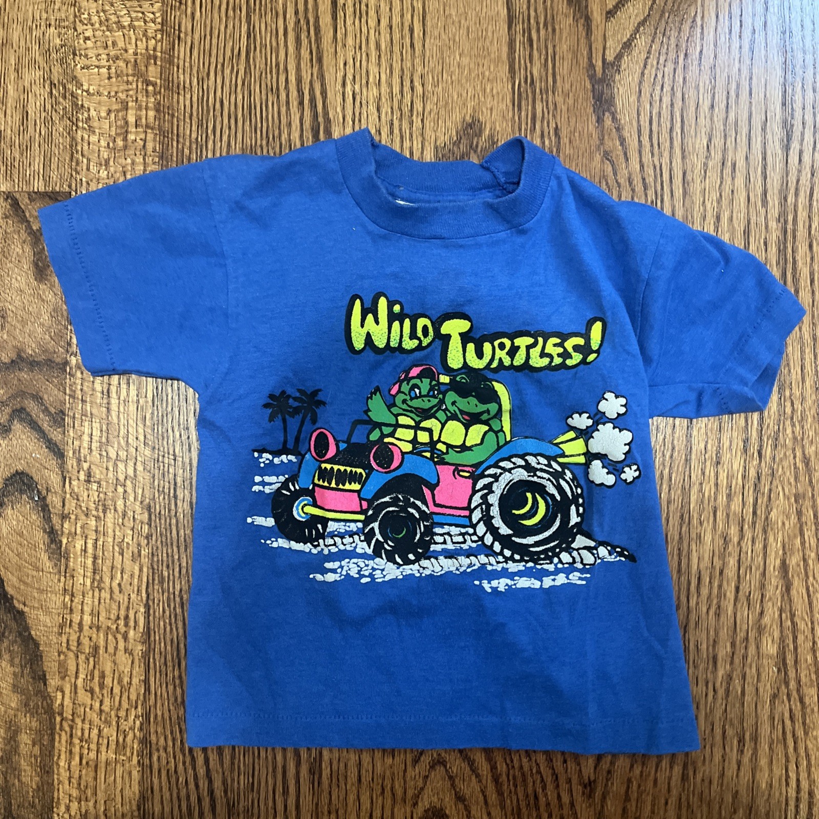 vintage kids 80s 90s single stitch none wild turtles beach t shirt size 6-8