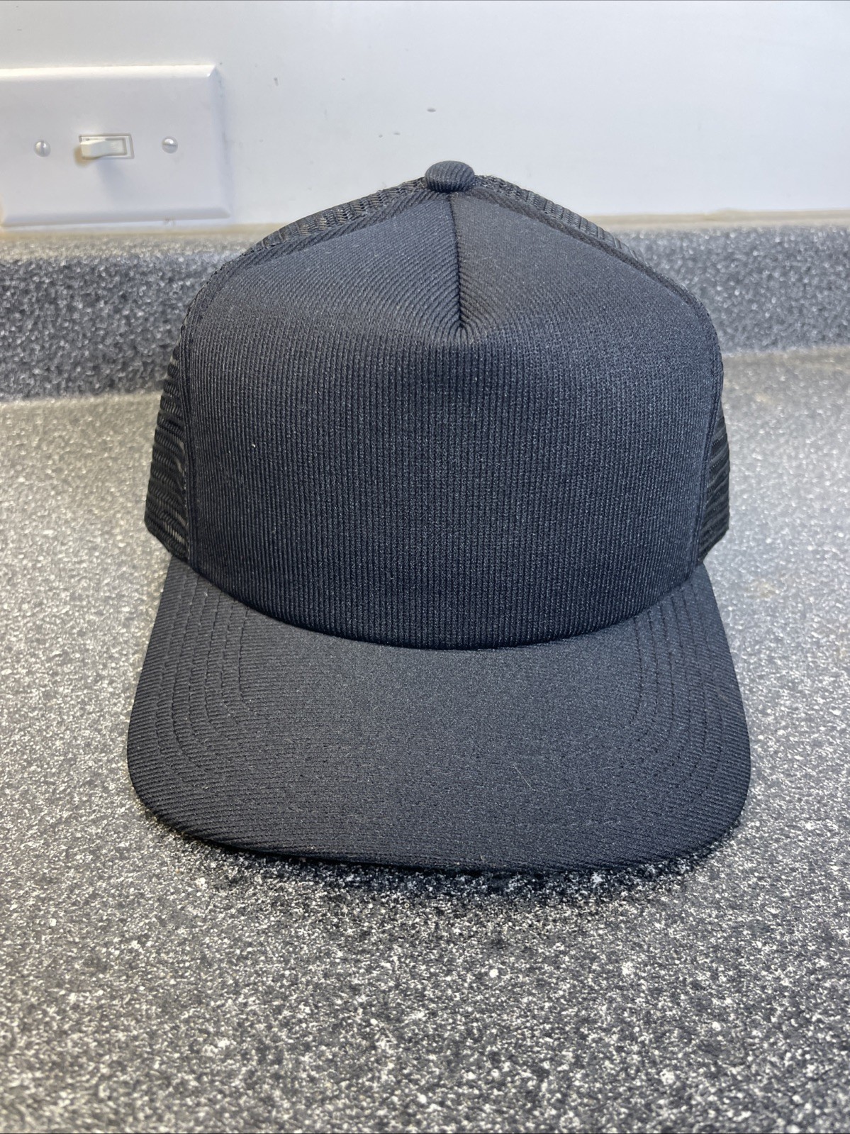 Vintage New Era Foremost Blank Snapback Mesh Trucker Black USA Made Small-Medium