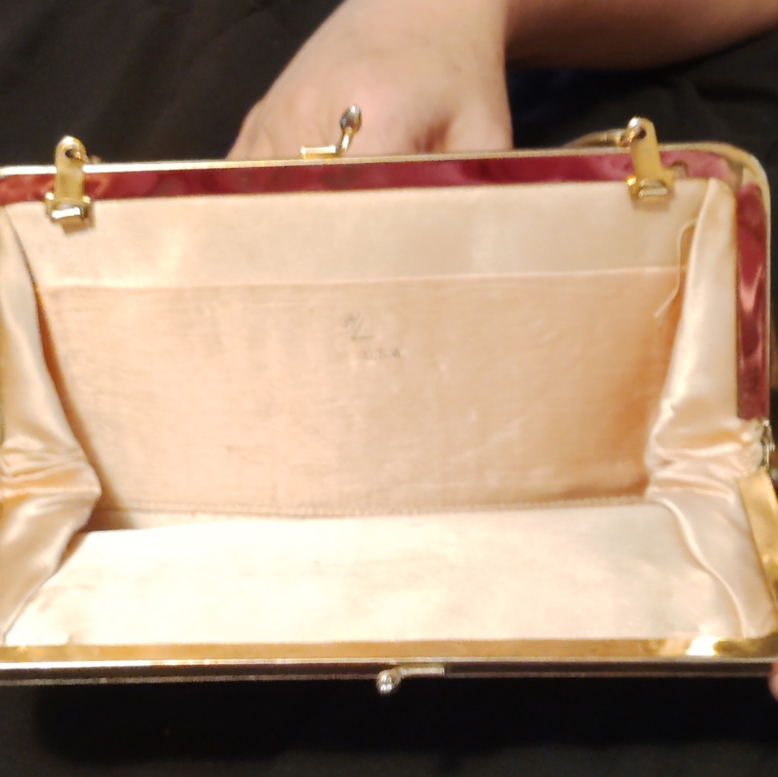 HL Gold Vintage Evening Bag Handbag Clasp Purse Eveningwear Special Occasion USA