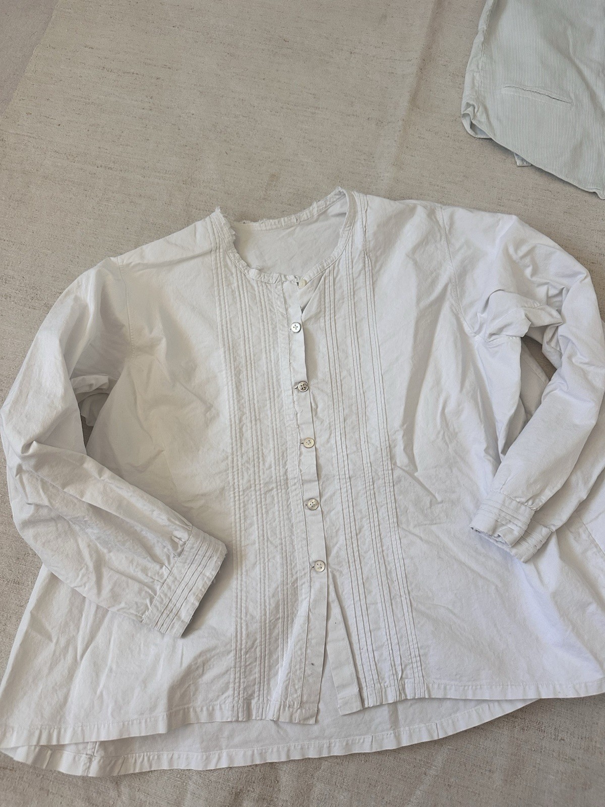 Lot Antique 1900s French Blouse Dress Vest White Cotton Resale Small Medium