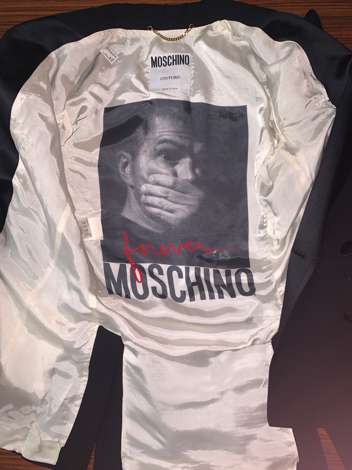 Moschino Couture 1990s Beaded Paint Swirl Tuxedo Jacket Black Yellow IT 42, 4/6