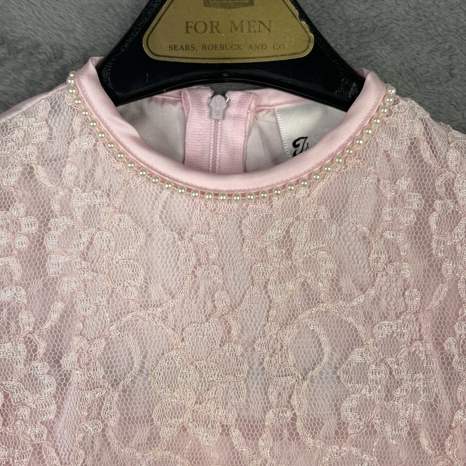 Vintage Baby Sheer Dress Girls 3T Pink Floral White Lace Bow Ribbon Party 70s