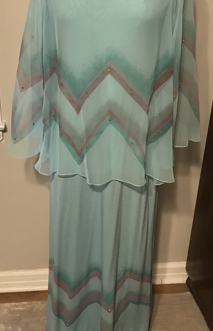 Vintage Mardi Gras New York Lord & Taylor Special Occasion Long Dress Turquoise