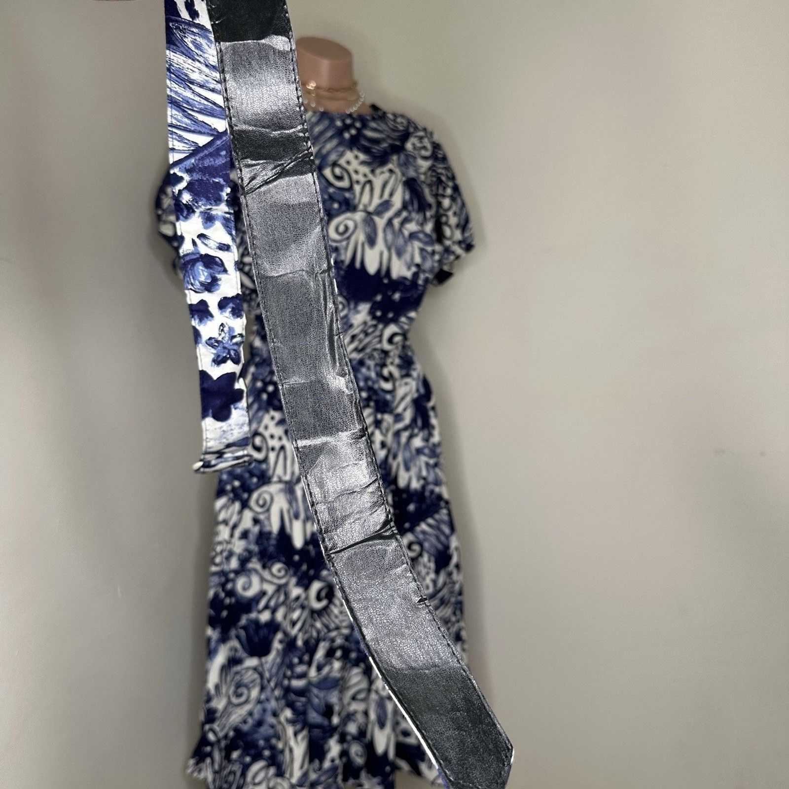 Vintage 80s Classy Belted Midi Dress Size 14