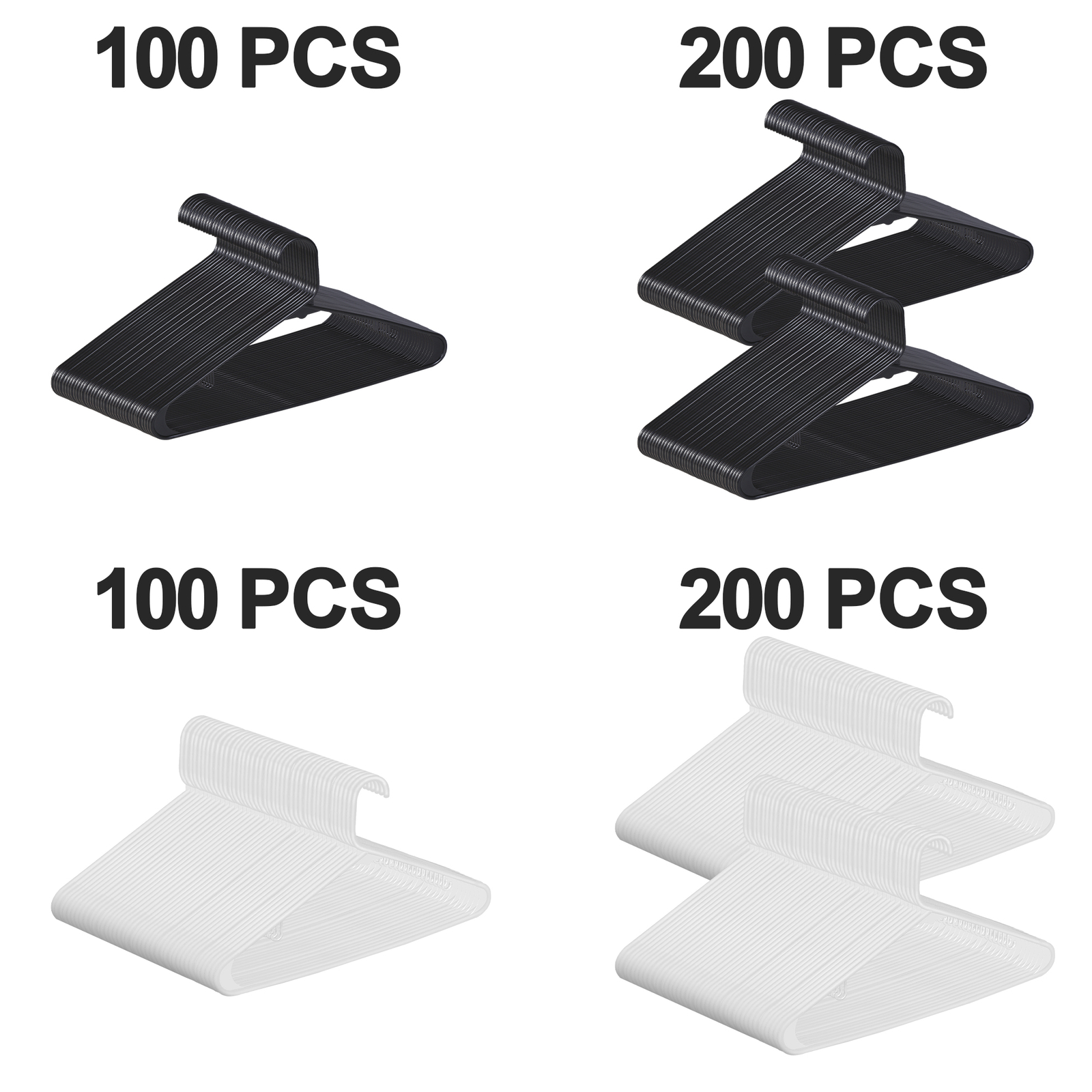 100/200 Pack Premium Plastic Hangers Heavy Duty Suit Camisole Hangers