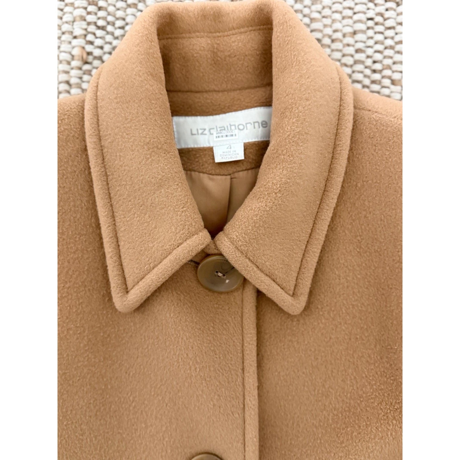 Vintage Liz Claiborne Camel Wool Coat | Size 4 Minimalist Long Outerwear