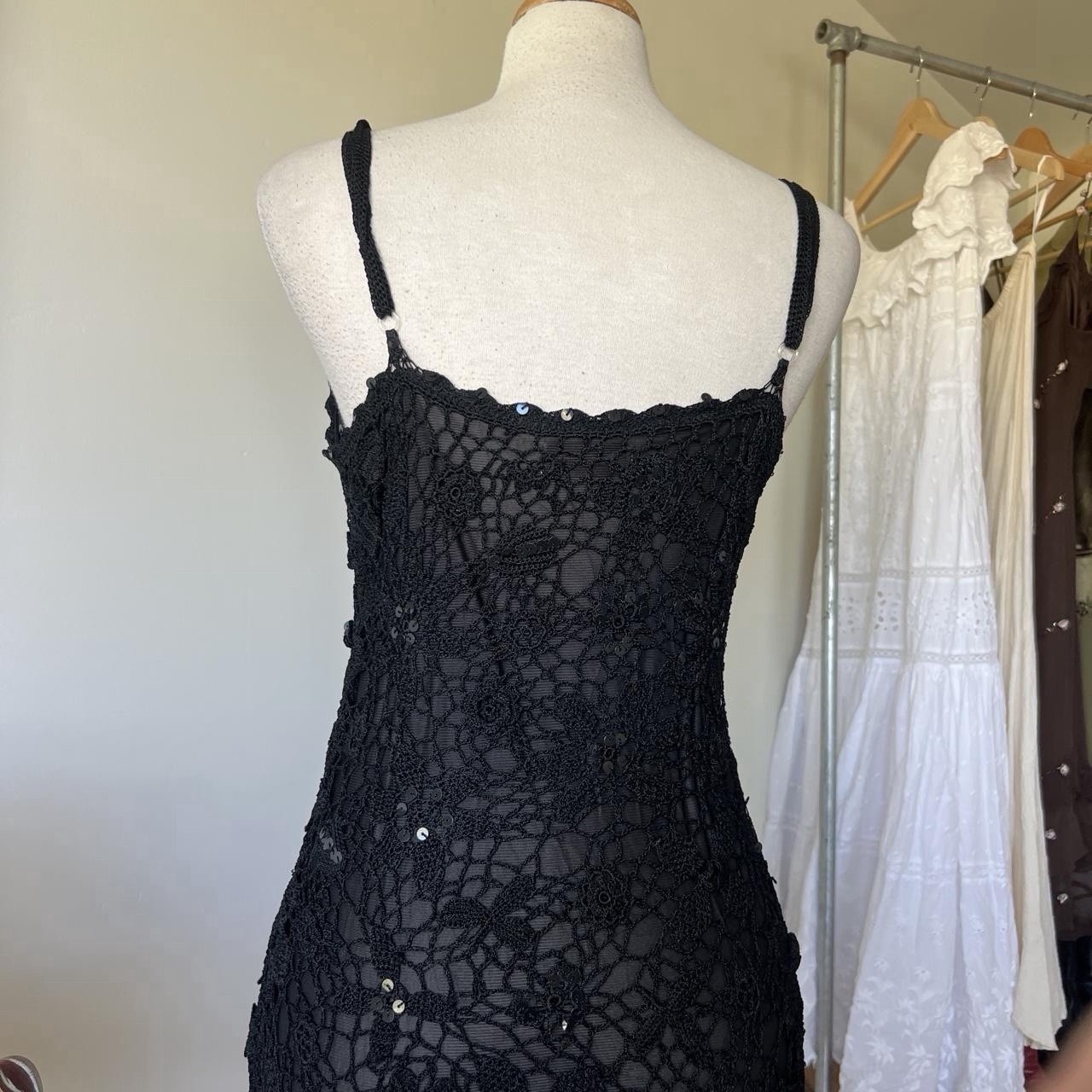 Black Crochet Antonello Serio Italian Vintage Maxi Dress