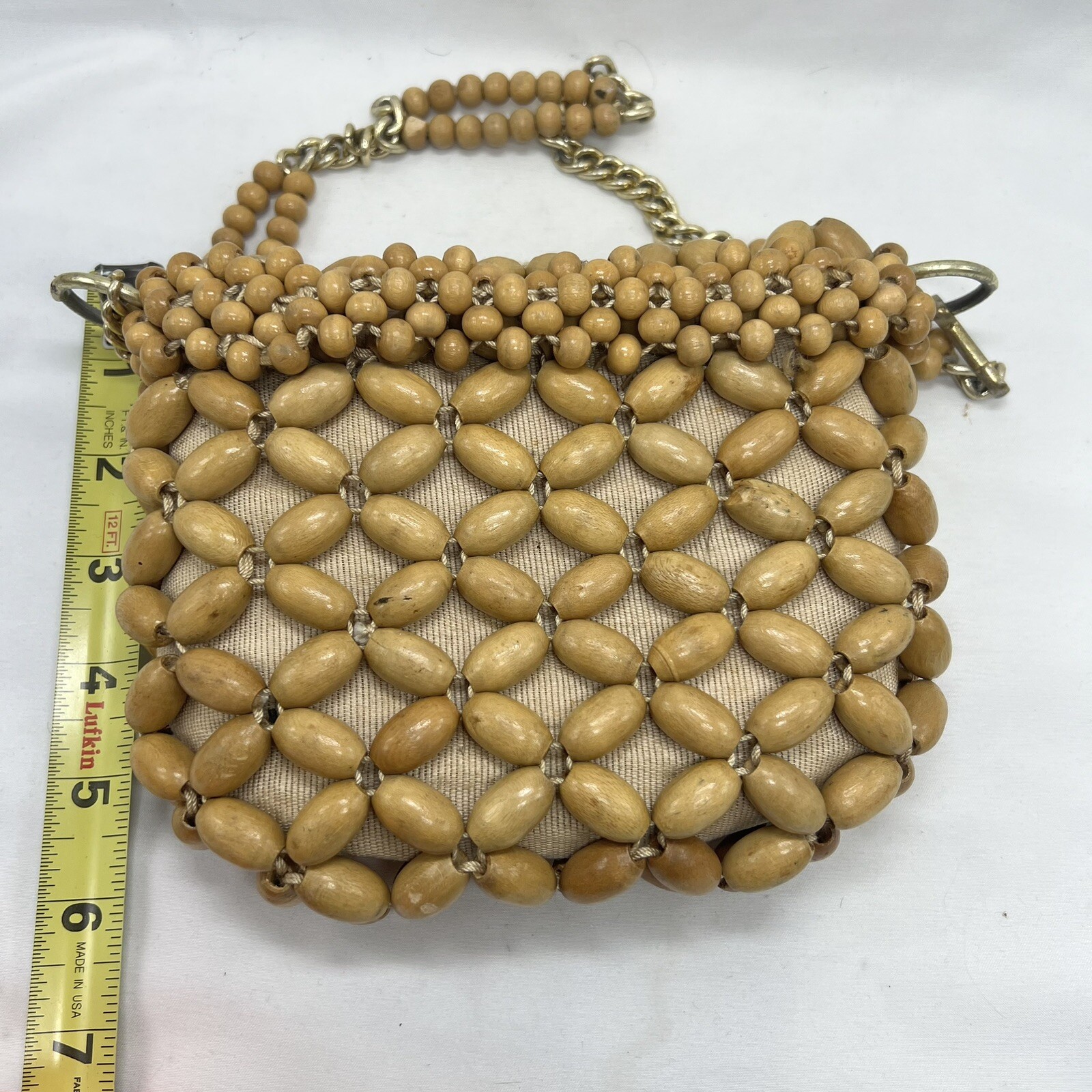 It’s In The Bag Vintage Ritter Wooden Beads Beaded Handbag Purse With Chain
