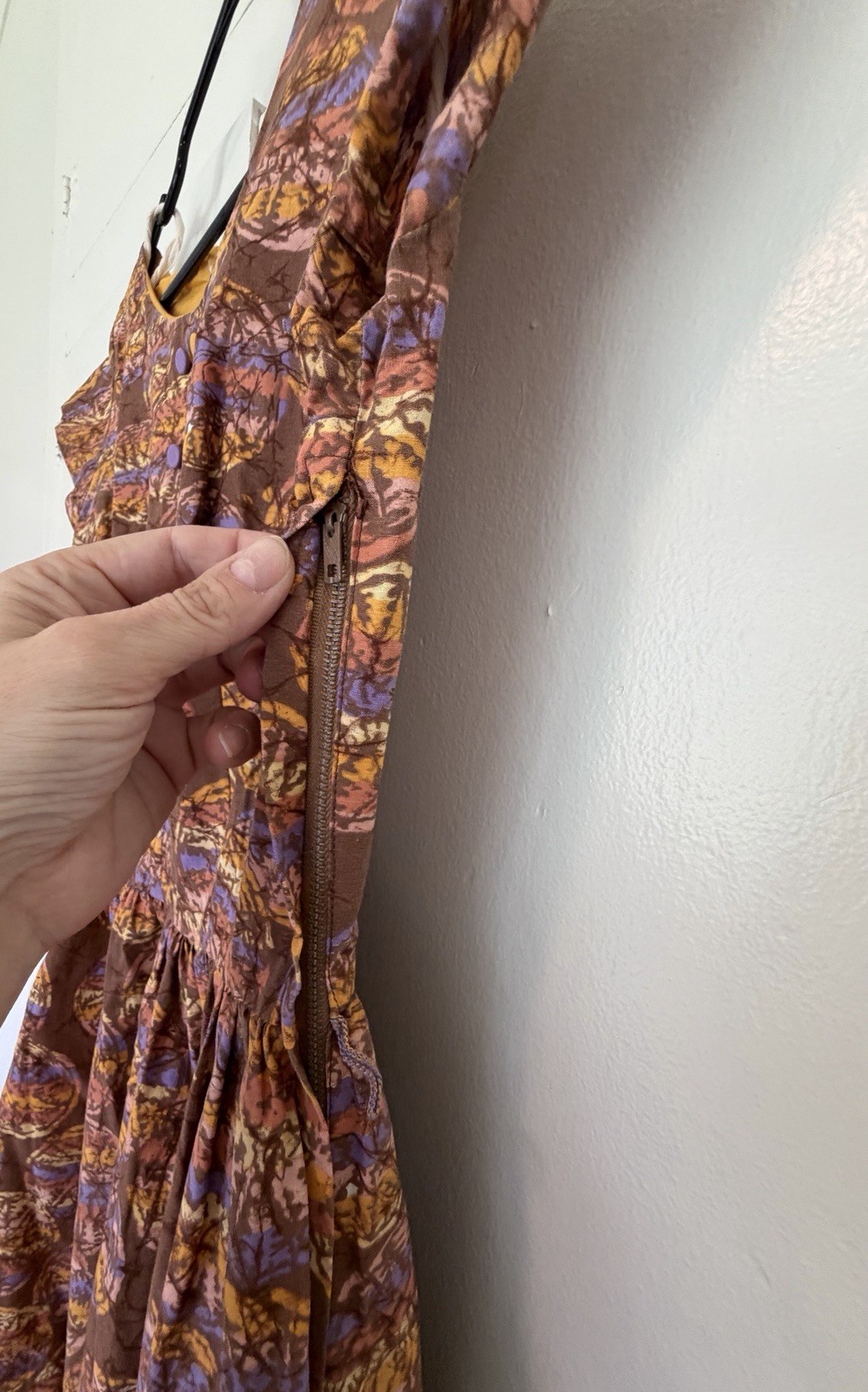 Vtg 1950s Junior Fashions by Carole King Batik Print Day Dress Sz S