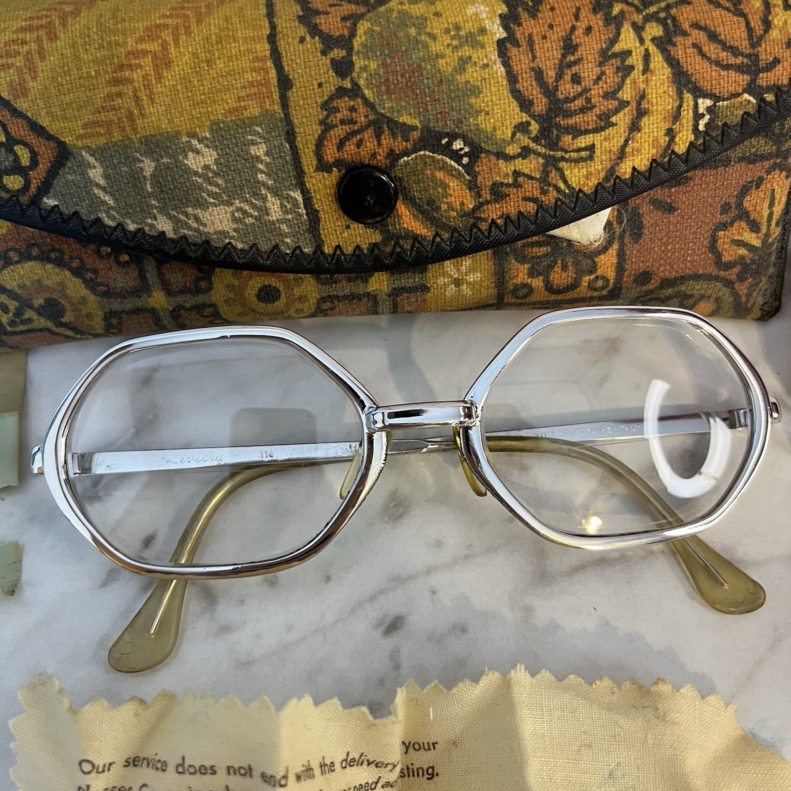 Riviera Eyeglasses Vintage Italy Silver Frames 114 Safety Lens 50 20 Vintage