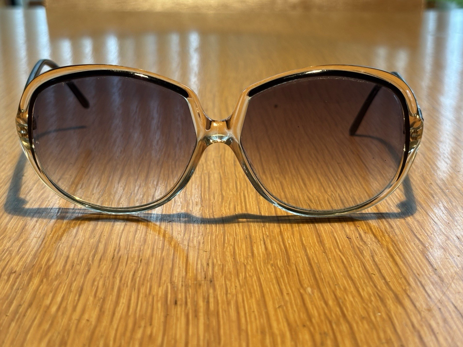 Vintage Luxottica Brown Translucent Pilot Sunglasses Italy Inkcrystal Oversized