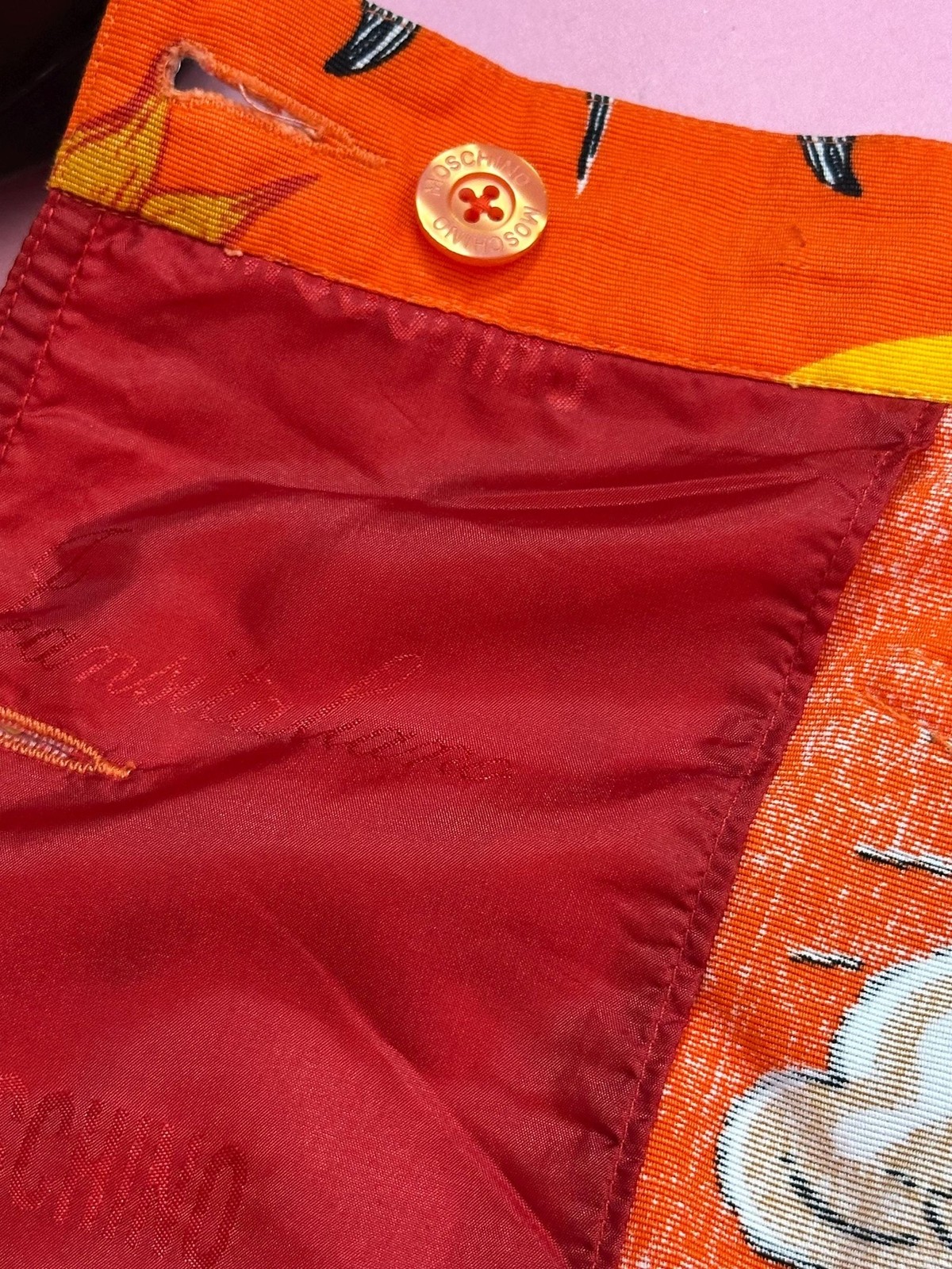 1990s MOSCHINO JEANS Orange Sun Print Cotton Vest & Skirt Set (XS)