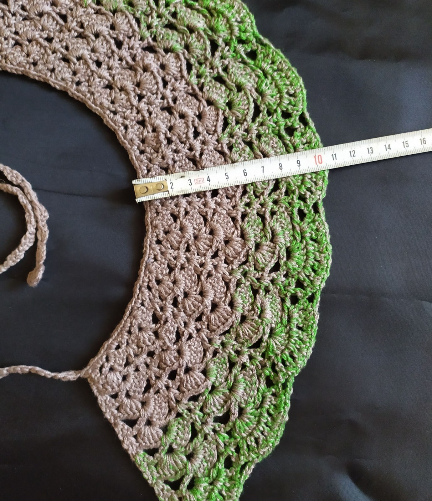 Handmade crochet lace collar, beige and green gradient 100% cotton a…