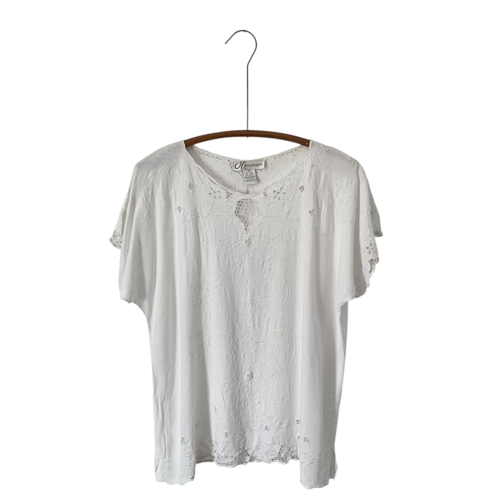 Vintage Dressbarn Bohemian White Blouse: 90s, Y2K