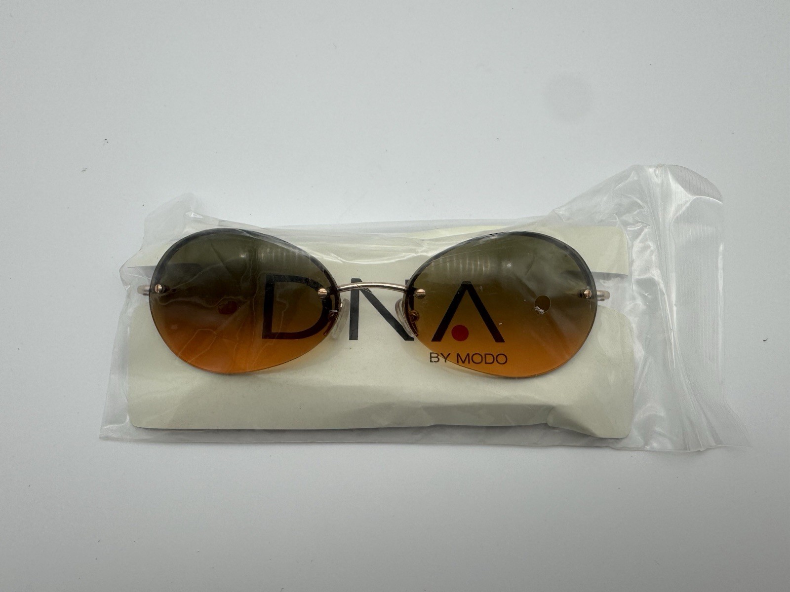 DNA by MODO 913 Sunglasses Gold Frame Green Orange Lenses NOS w/ Case