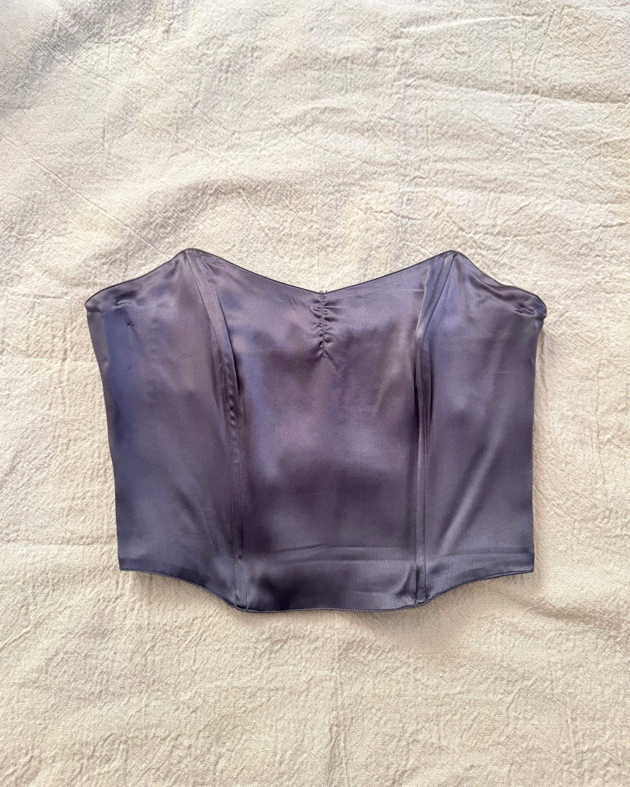 Vintage 70s Neiman Marcus Dusty Purple Silk Corset | Size Medium