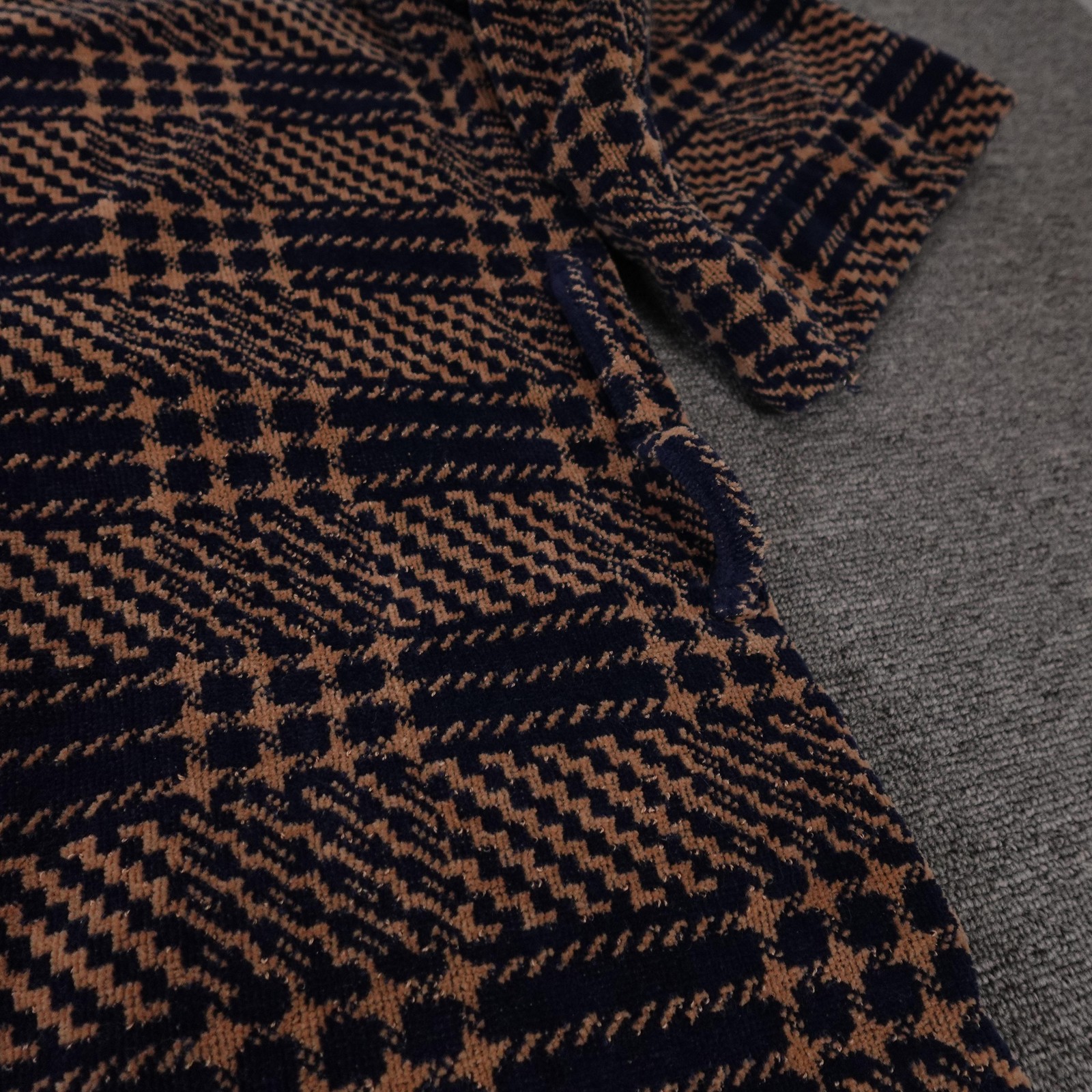 Vintage Christian Dior Robe One Size Blue Brown Terry Kimono Lounge 90s
