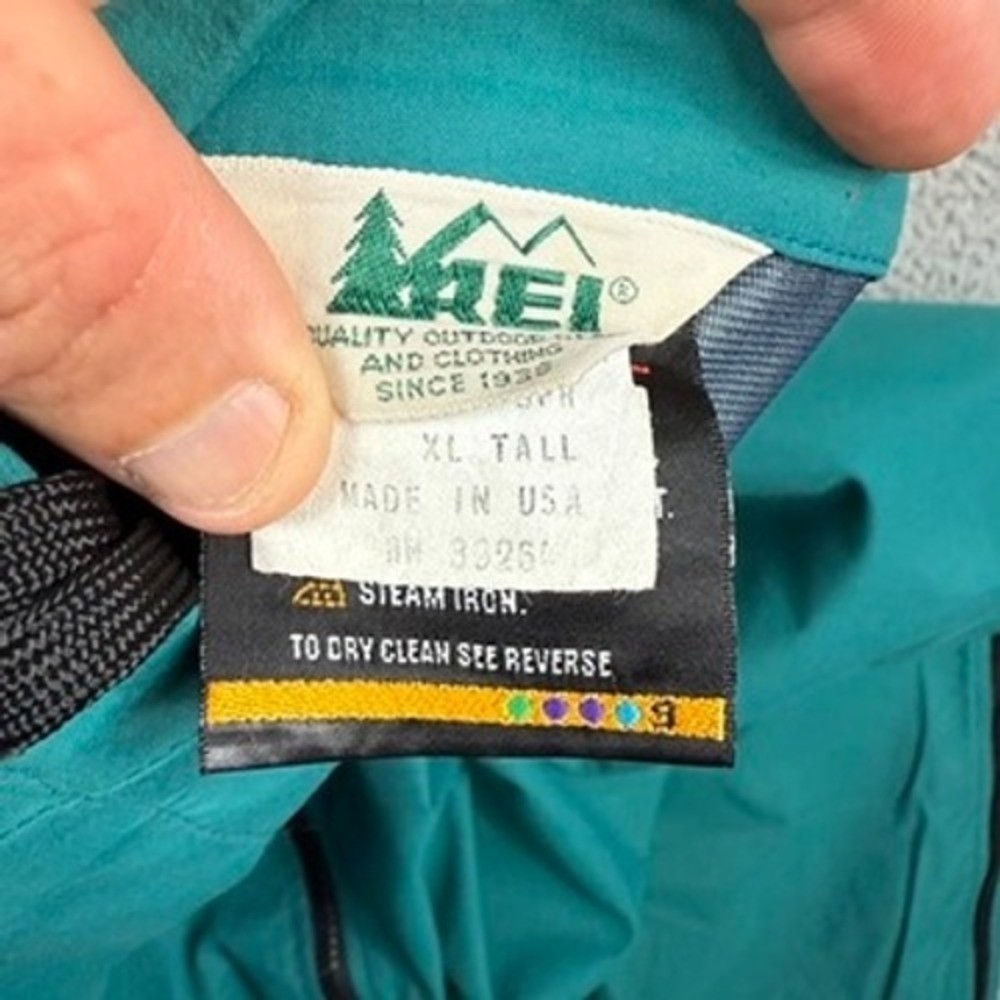 Vintage REI XL Tall Teal Green Zip Off Rain Pants Lightweight Waterproof USA