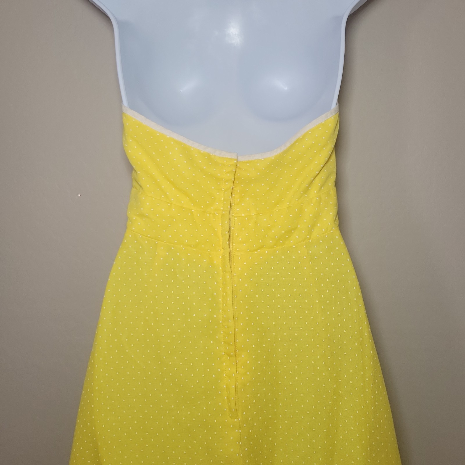 Vintage 1960’s Miss Elliette Yellow Halter Maxi Dress Sz 8 Bow Accent Piping