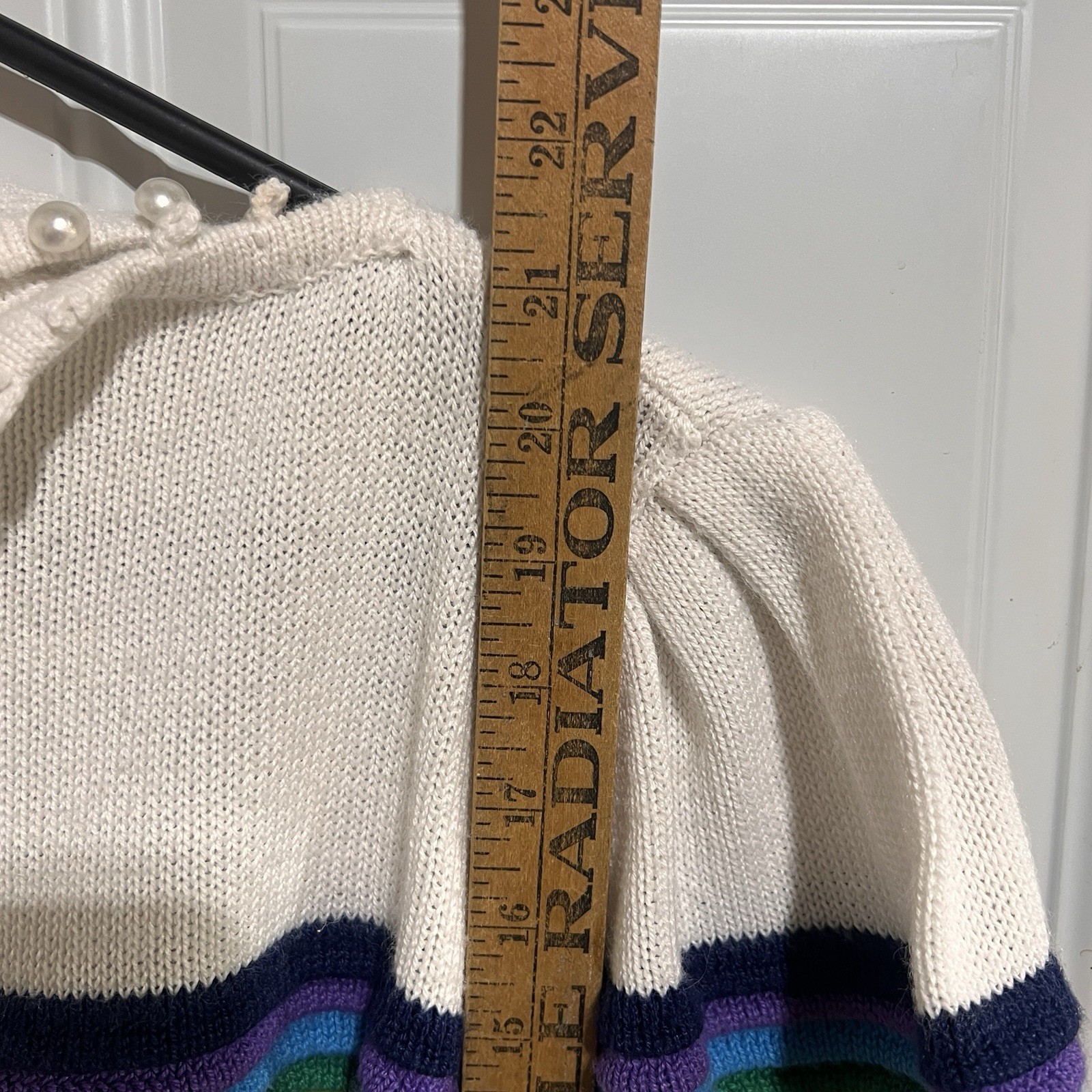 Vintage Women’s Ricki Rainbow Sweater Large Pride Pullover Side Button Collar