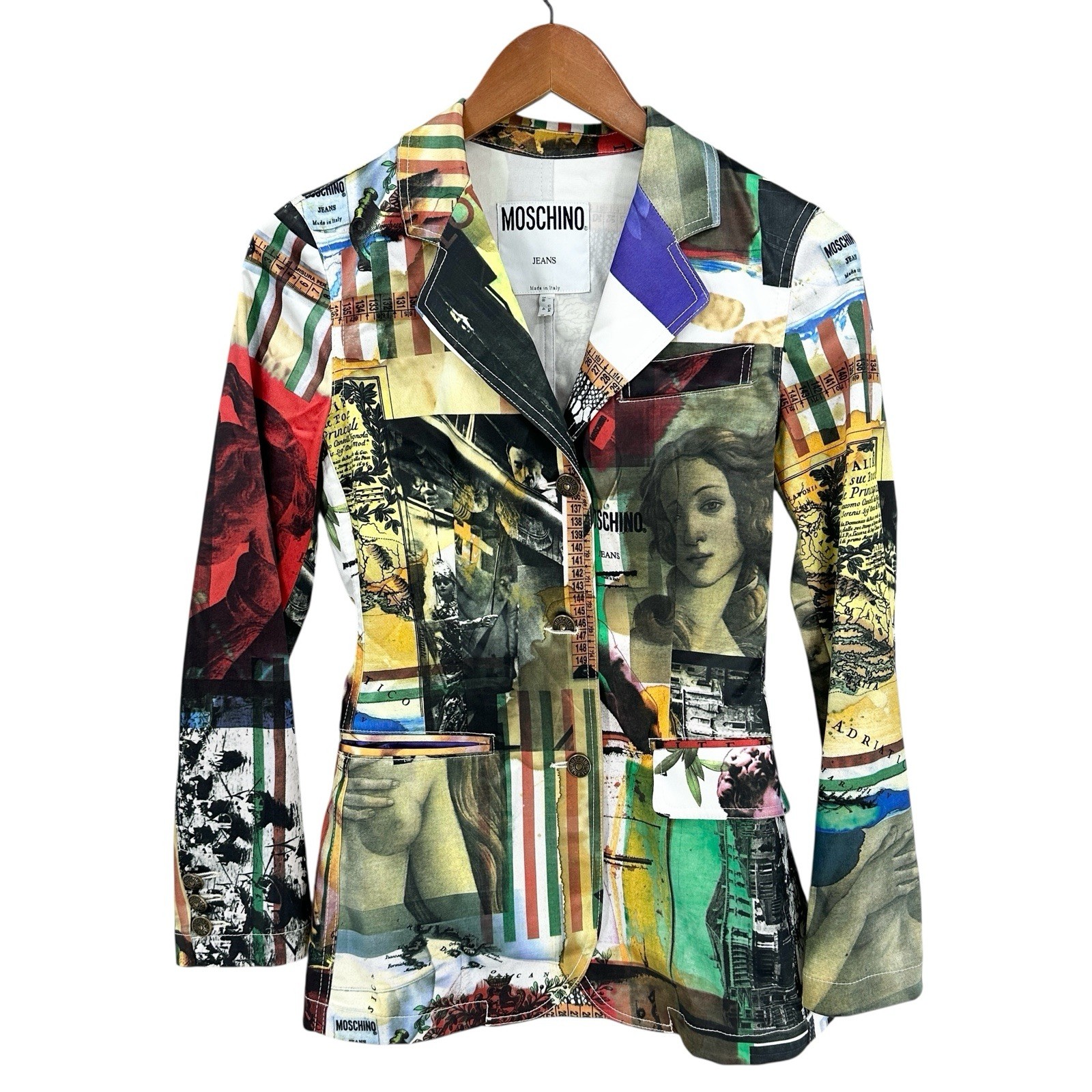 MOSCHINO Blazer Jacket Birth Of Venus Womens 4 Made In Italy Vintage U463