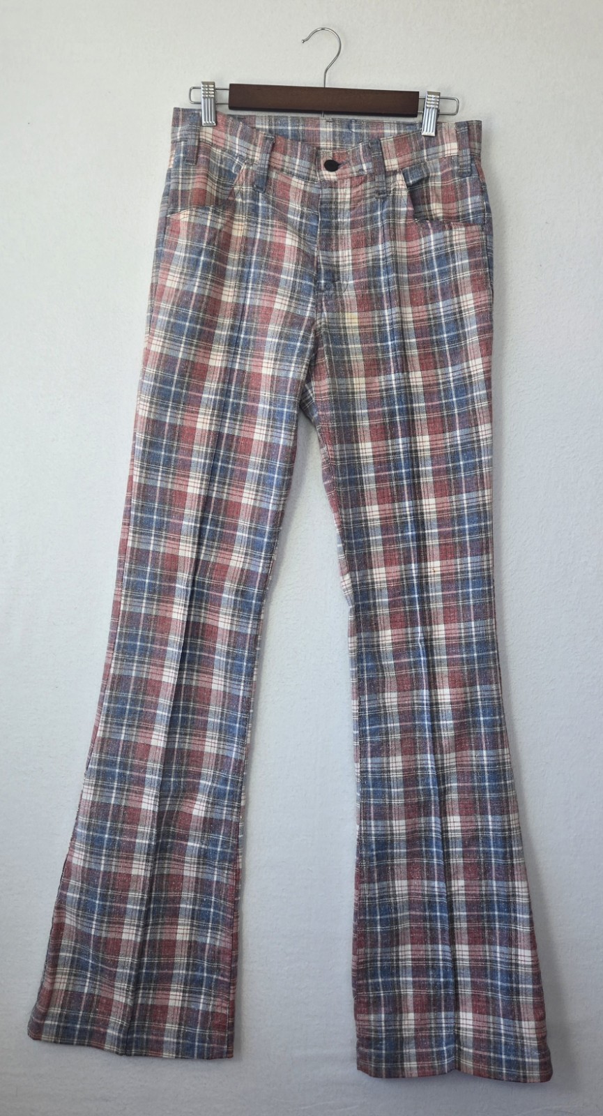 VTG Levi’s Plaid Disco Pants Mens 60s 70s Flare Leg Trousers