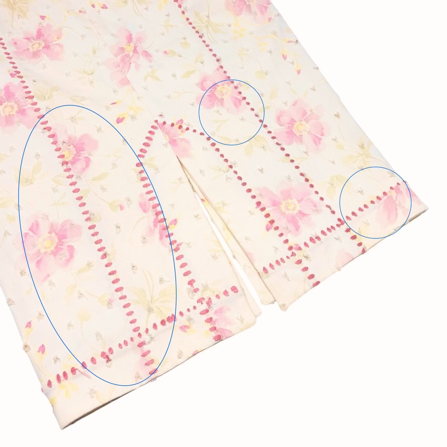Christian Dior Vintage Flower Perforated Denim Skirt #38 Pink White 902081