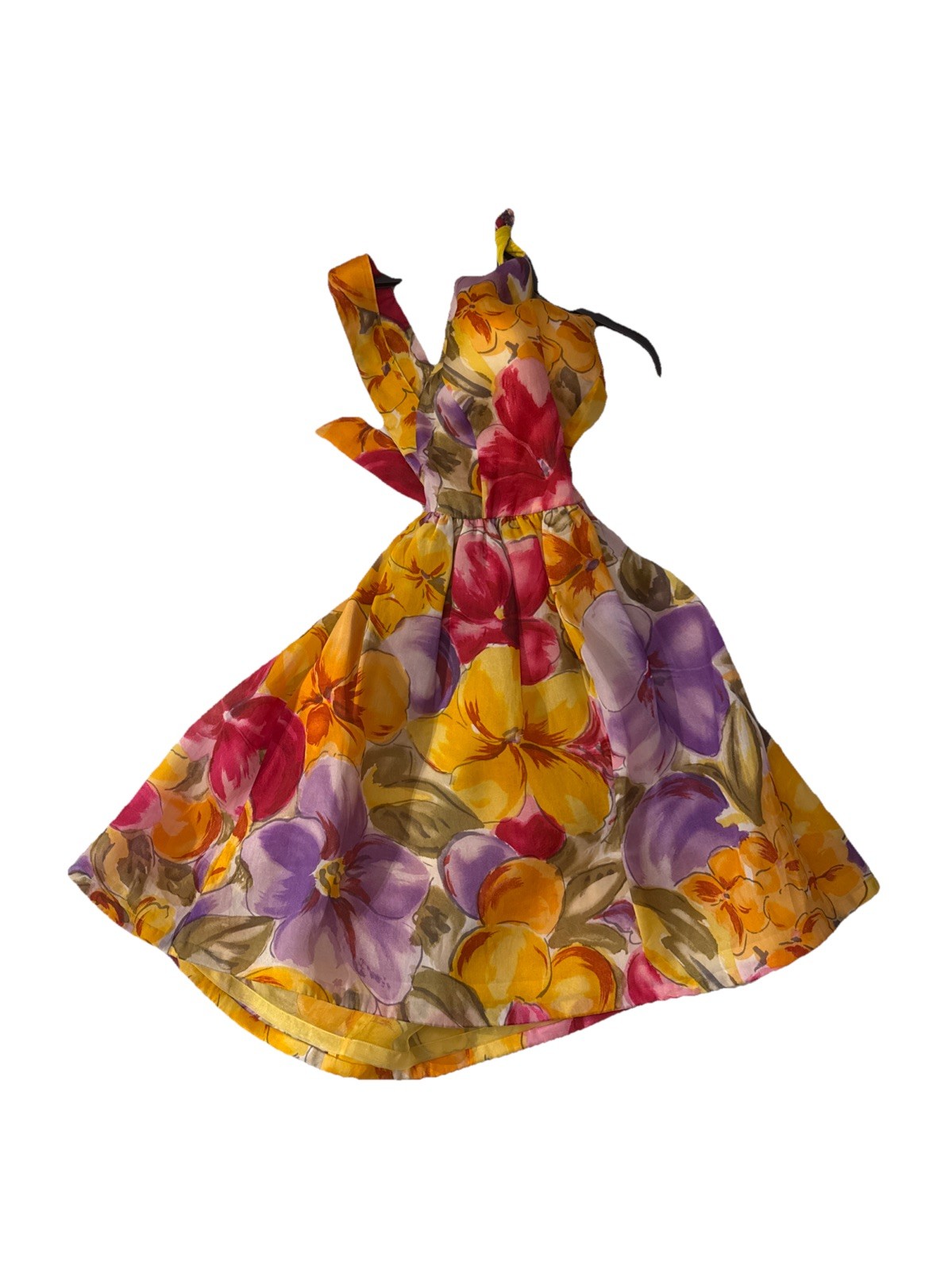 VTG Bill Blass Evening Bergdorf Goodman Dress Silk Organza Watercolor Floral Sz6