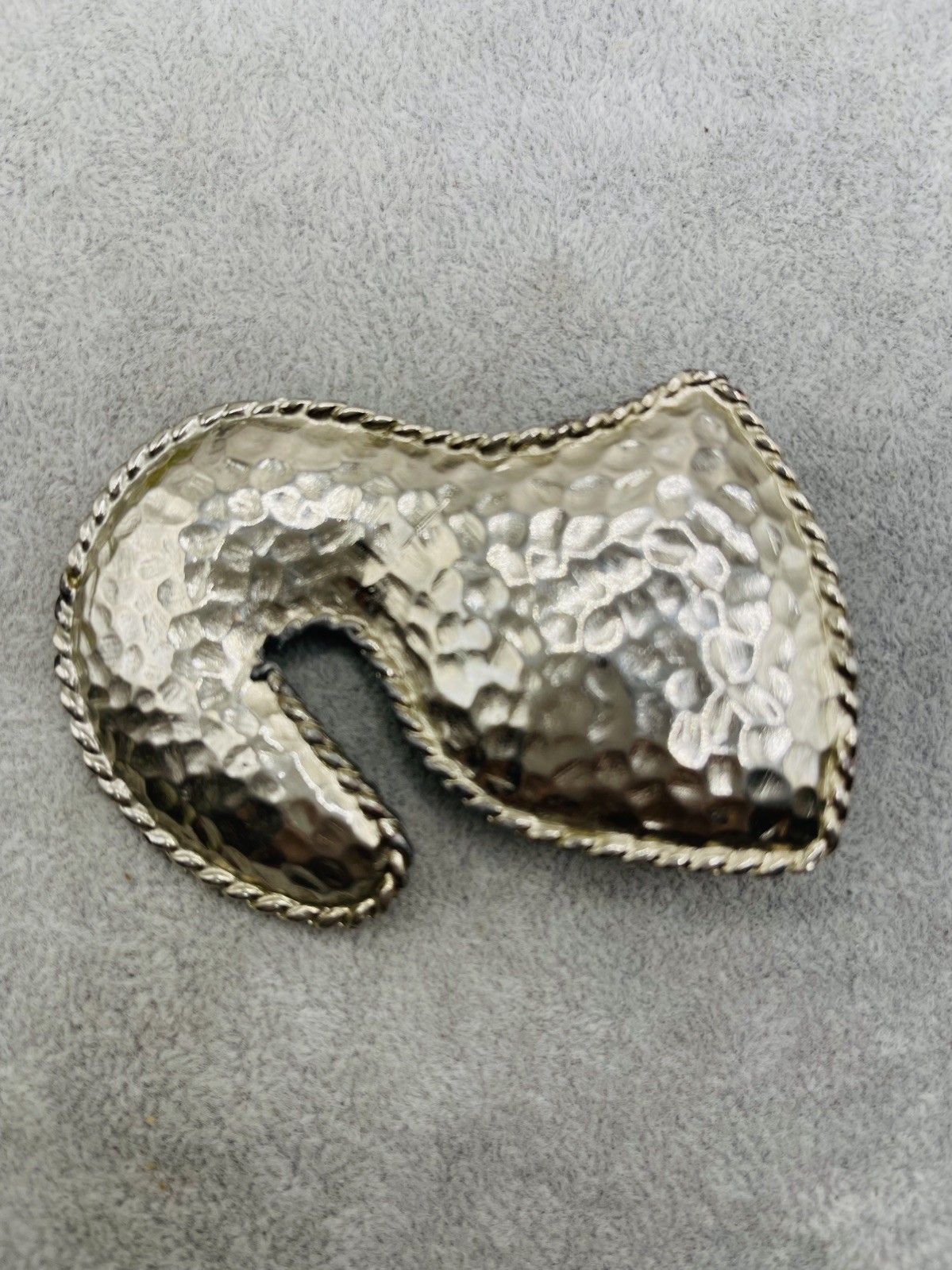 Vintage Dotty Smith Hammered Textured Silver Tone Belt Buckle Modernist